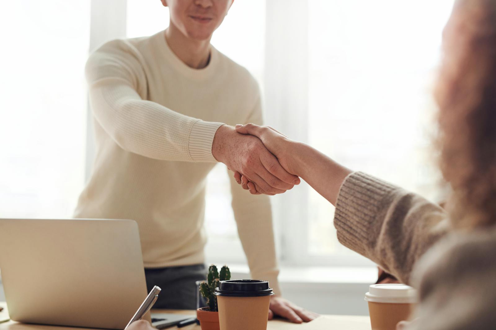 Business handshake after a consulting conversation